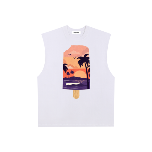 Beaches -Raw Edge Cotton Tank Top